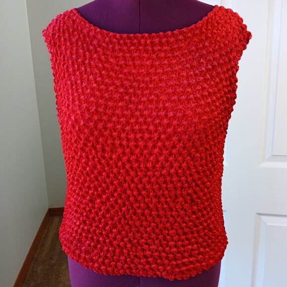 Coolwear USA Red Velvet Bubble Tank Top OSFM S M L XL 2X Y2K stretch blouse - Picture 5 of 12